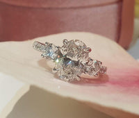 1CT Oval Cut Lab-Grown Diamond Three Stone Engagement Ring - JBR Jeweler