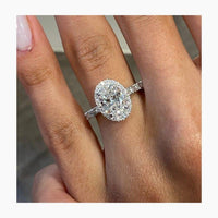 1Ct Oval Shaped Lab Grown-CVD Diamond Baguette Shank Engagement Ring - JBR Jeweler