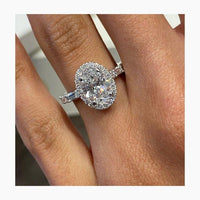 1Ct Oval Shaped Lab Grown-CVD Diamond Baguette Shank Engagement Ring - JBR Jeweler