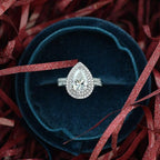 1CT Pear Cut Lab-Grown Diamond Double Halo Bridal Set Ring (2Pcs) - JBR Jeweler