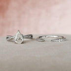 1CT Pear Cut Lab-Grown Diamond Twisted Bridal Set with Open Stack Ring(2Pcs) - JBR Jeweler