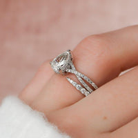 1CT Pear Cut Lab-Grown Diamond Twisted Bridal Set with Open Stack Ring(2Pcs) - JBR Jeweler