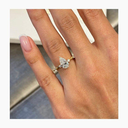 1Ct Pear Shaped Lab Grown-CVD Diamond Solitaire Engagement Ring - JBR Jeweler