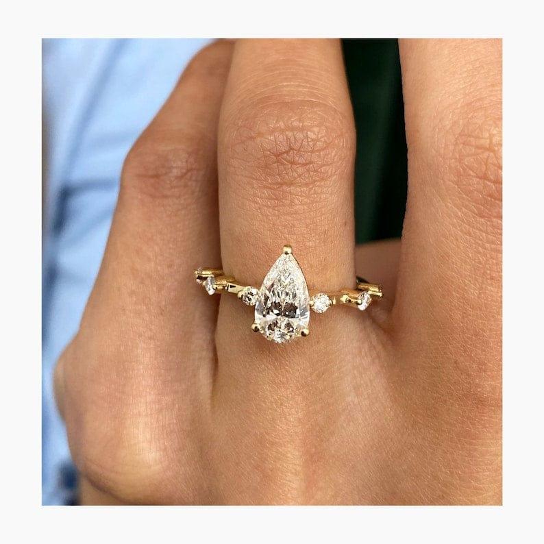 1Ct Pear Shaped Lab Grown-CVD Diamond Solitaire Engagement Ring - JBR Jeweler