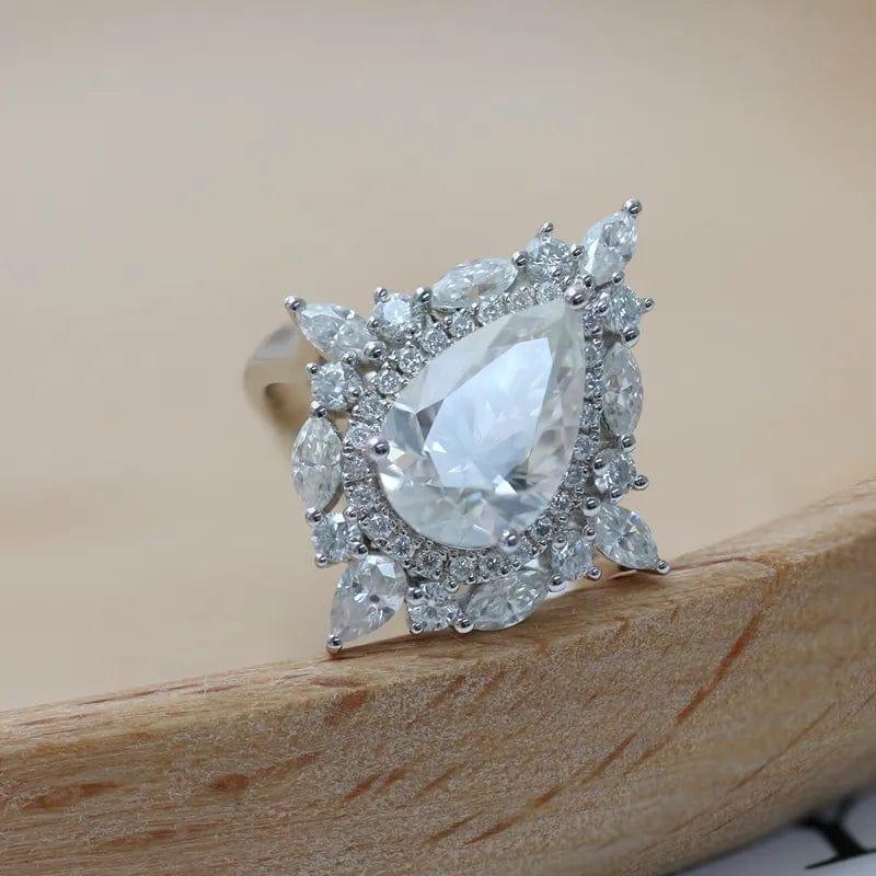 1Ct Pear Shaped Lab Grown-CVD Diamond Vintage Halo Engagement Ring - JBR Jeweler