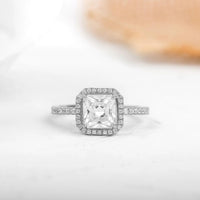 1CT Princess Cut Lab-Grown Diamond Halo Engagement Ring - JBR Jeweler