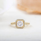 1CT Princess Cut Lab-Grown Diamond Halo Engagement Ring - JBR Jeweler