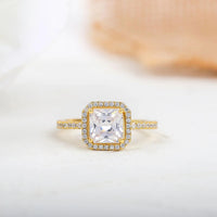 1CT Princess Cut Lab-Grown Diamond Halo Engagement Ring - JBR Jeweler