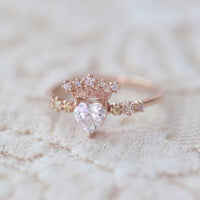 1Ct Rose gold crown heart Cut Moissanite Engagement Ring - JBR Jeweler