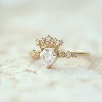 1Ct Rose gold crown heart Cut Moissanite Engagement Ring - JBR Jeweler