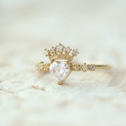 1Ct Rose gold crown heart Cut Moissanite Engagement Ring - JBR Jeweler