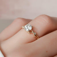 1CT Round Cut Lab Grown-CVD Diamond Branch Shank Engagement Ring - JBR Jeweler