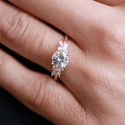 1CT Round Cut Lab Grown Diamond Designer Engagement Ring - JBR Jeweler