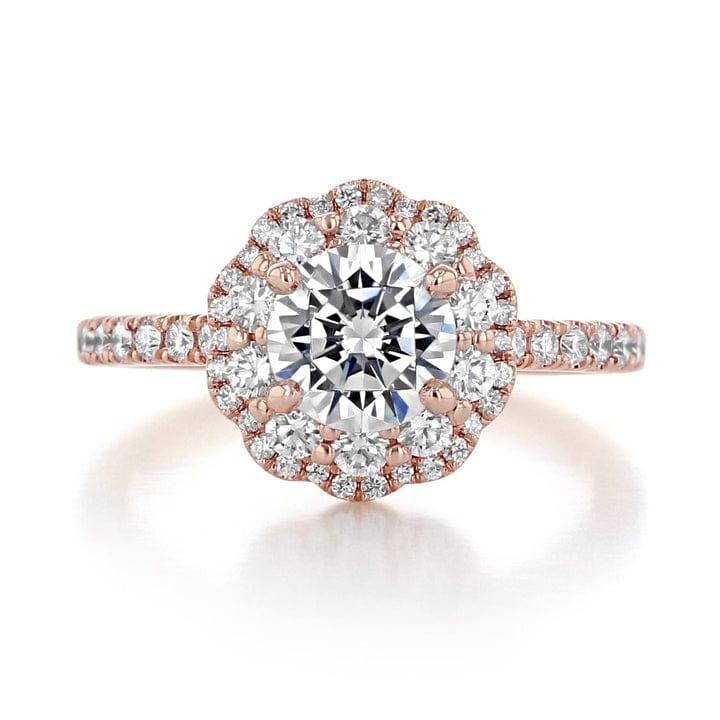 1CT Round Cut Lab Grown Diamond Flower Halo Engagement Ring - JBR Jeweler