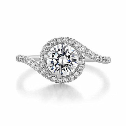 1CT Round Cut Lab Grown Diamond Halo Swirling Engagement Ring - JBR Jeweler