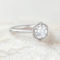 1CT Round Cut Lab Grown Diamond Nail Prong Set Engagement Ring - JBR Jeweler