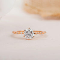 1CT Round Cut Lab-Grown Diamond Six Prong Engagement Ring - JBR Jeweler