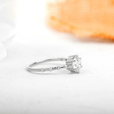 1CT Round Cut Lab-Grown Diamond Six Prong Engagement Ring - JBR Jeweler