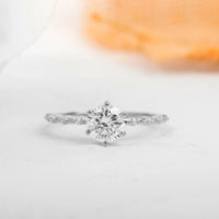 1CT Round Cut Lab-Grown Diamond Six Prong Engagement Ring - JBR Jeweler