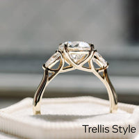 1CT Round Cut Lab Grown Diamond Three Stone Trellis Engagement Ring - JBR Jeweler