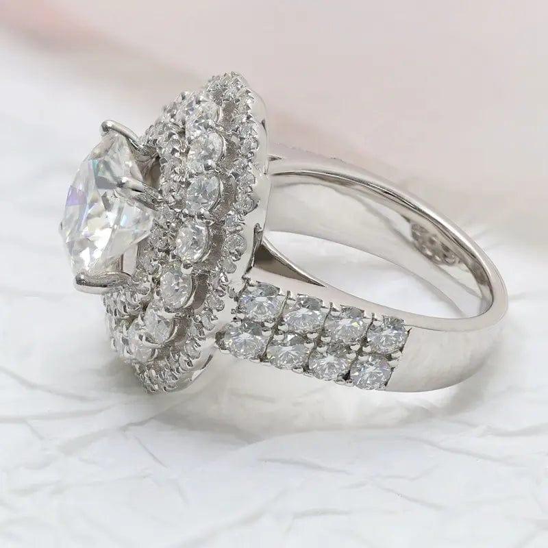 1Ct Round Shaped Lab Grown-CVD Diamond Double Halo Engagement Ring - JBR Jeweler