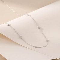 14kt Mini Cute Luxury Artificial Clover Lab Grown Diamond Necklace