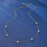 14kt Mini Cute Luxury Artificial Clover Moissanite Necklace