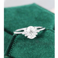 2.0 CT Oval Cut Unique Bridal White Gold Flower Moissanite Engagement Ring - JBR Jeweler