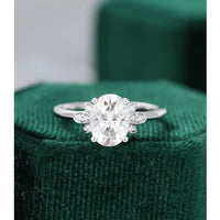 2.0 CT Oval Cut Unique Bridal White Gold Flower Moissanite Engagement Ring - JBR Jeweler