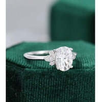 2.0 CT Oval Cut Unique Bridal White Gold Flower Moissanite Engagement Ring - JBR Jeweler