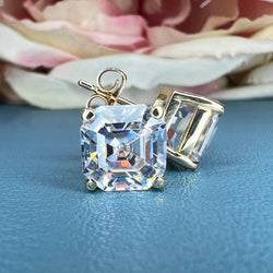 2.00 TCW Asscher Cut Moissanite Stud Earring - JBR Jeweler