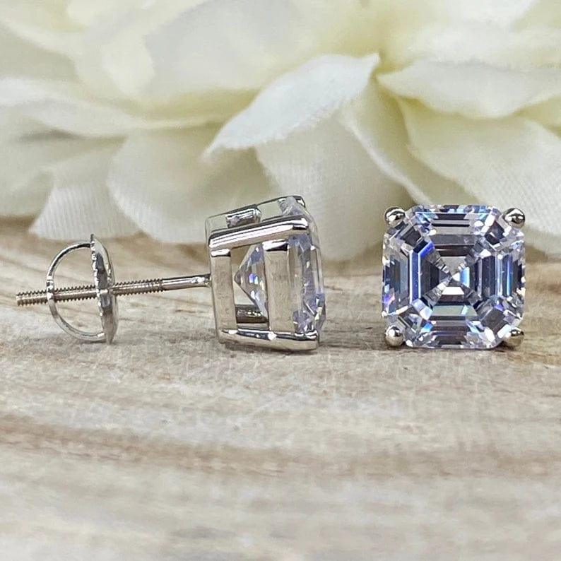 2.00 TCW Asscher Cut Moissanite Stud Earring - JBR Jeweler