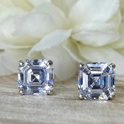 2.00 TCW Asscher Cut Moissanite Stud Earring - JBR Jeweler