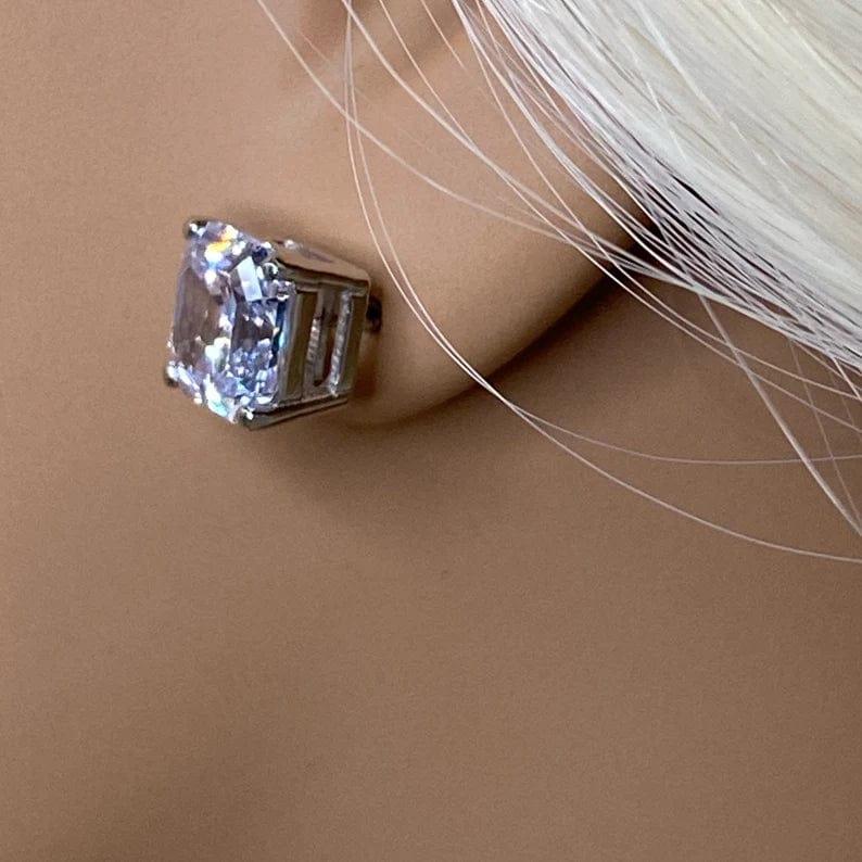 2.00 TCW Asscher Cut Moissanite Stud Earring - JBR Jeweler