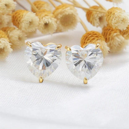 2.00 TCW Heart Cut Solitaire Moissanite Stud Earrings - JBR Jeweler