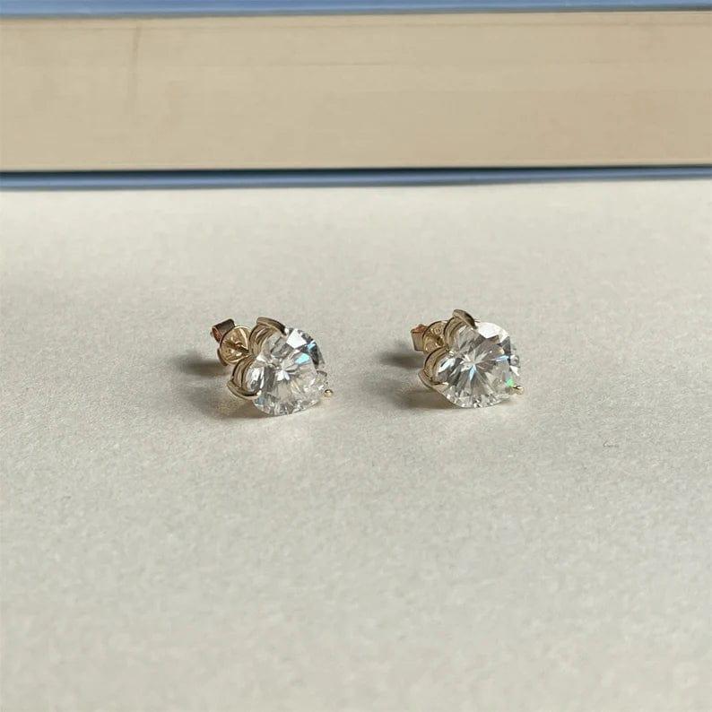 2.00 TCW Heart Cut Solitaire Moissanite Stud Earrings - JBR Jeweler