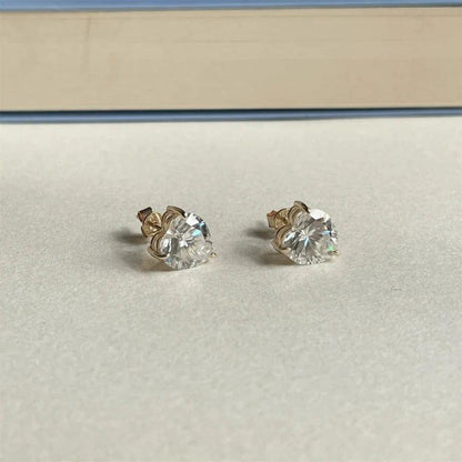 2.00 TCW Heart Cut Solitaire Moissanite Stud Earrings - JBR Jeweler