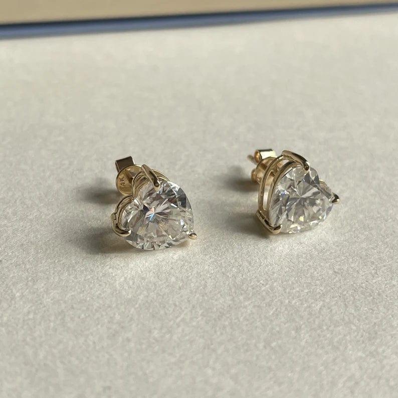 2.00 TCW Heart Cut Solitaire Moissanite Stud Earrings - JBR Jeweler