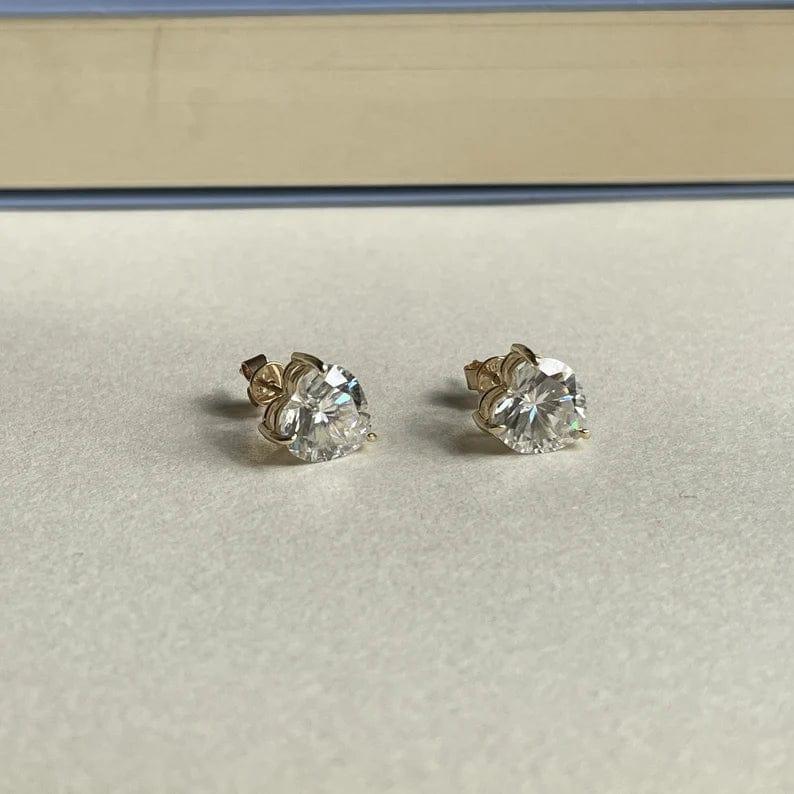 2.00 TCW Heart Cut Solitaire Moissanite Stud Earrings - JBR Jeweler