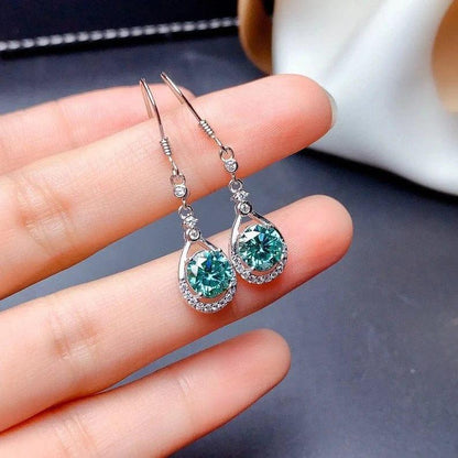 2.00 TCW Round Cut Green Moissanite Hoop Earring - JBR Jeweler