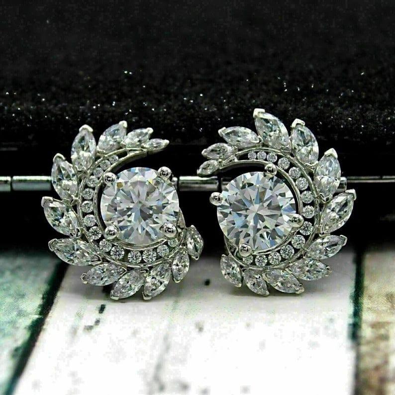 2.00 TCW Round Cut Moissanite Party Wear Stud Earrings - JBR Jeweler