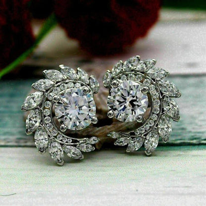 2.00 TCW Round Cut Moissanite Party Wear Stud Earrings - JBR Jeweler