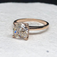 2.00Ct Cushion Cut Rose Gold Hidden Halo Moissanite Engagement Wedding Ring - JBR Jeweler