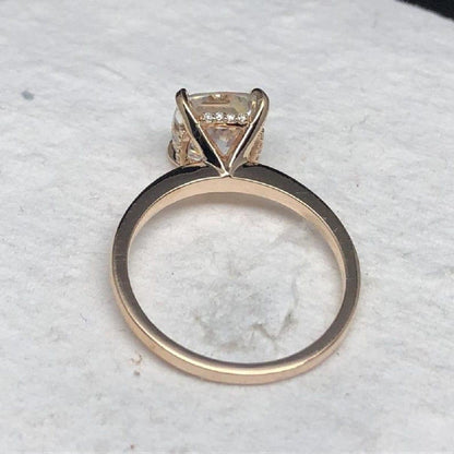 2.00Ct Cushion Cut Rose Gold Hidden Halo Moissanite Engagement Wedding Ring - JBR Jeweler