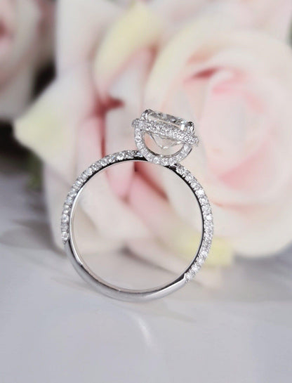 2.00ct Cushion Shaped Moissanite Halo Solitaire Engagement Ring - JBR Jeweler