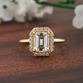 2.00CT Emerald Cut Halo style Moissanite Engagement Ring - JBR Jeweler