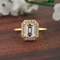 2.00CT Emerald Cut Halo style Moissanite Engagement Ring - JBR Jeweler