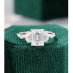 2.00CT Emerald Cut White Gold Marquise Diamond Cluster Moissanite Engagement Ring - JBR Jeweler