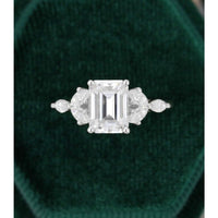 2.00CT Emerald Cut White Gold Marquise Diamond Cluster Moissanite Engagement Ring - JBR Jeweler