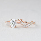2.00CT Oval Cut Lab-Grown Diamond Twist Halo Bridal Set Ring (2Pcs) - JBR Jeweler